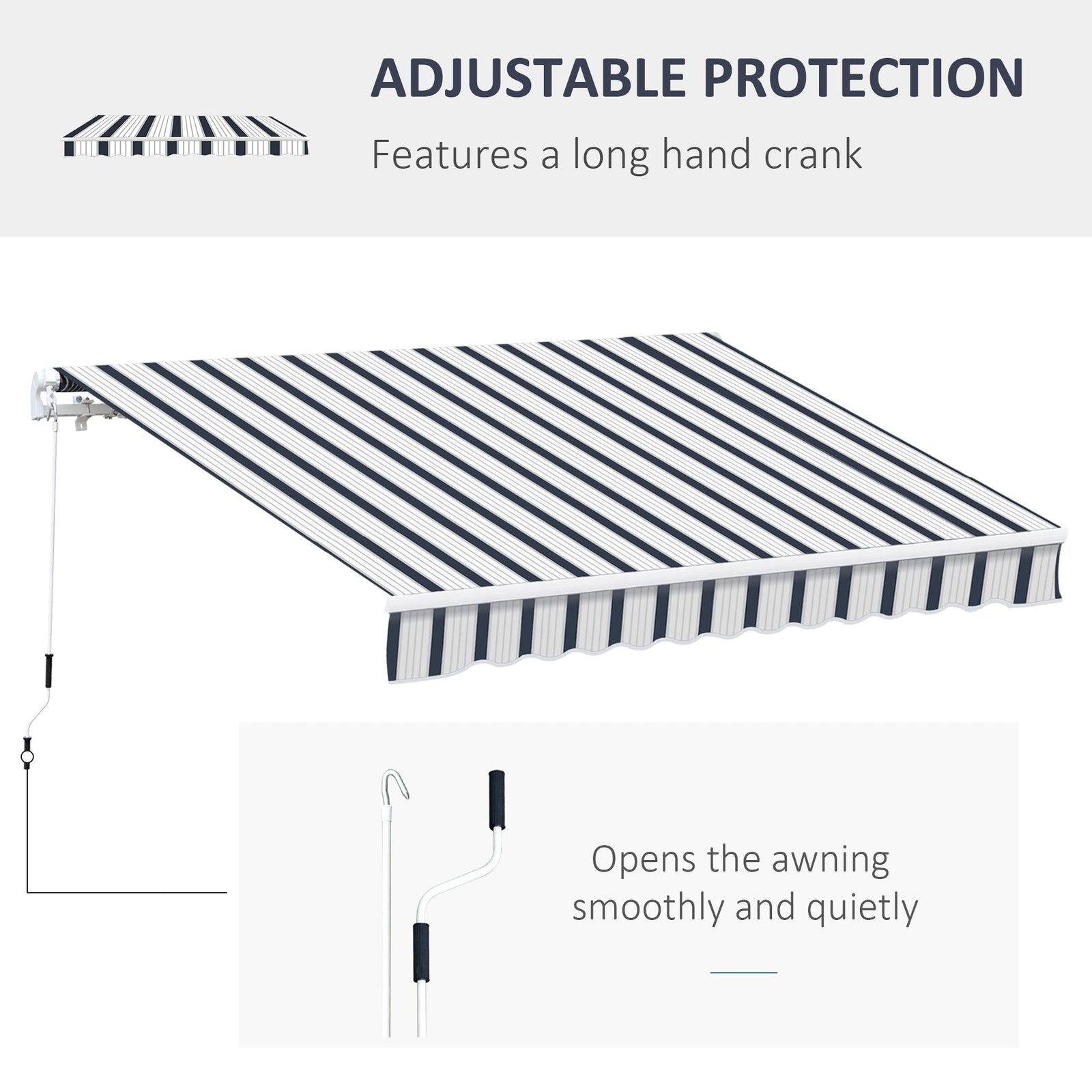 Outsunny Manual Retractable Awning, 4x3 m-Blue/White