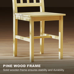 HOMCOM Dining Chairs Set of 2, Kitchen Chair with Slat Back, Pine Wood Structure for Living Room and Dining Room, Natural