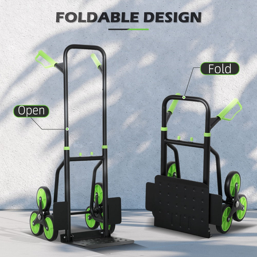 The folding sack barrow displayed in both its open and folded positions against a wall