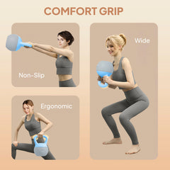 SPORTNOW 6KG Soft Kettlebell, Kettlebell with Non-Slip Handle for Home Gym, Weight Lifting, Strength Training, Light Blue/Grey