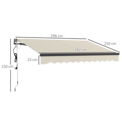 Outsunny 2.5 x 2m Electric Awning with Remote Controller, Aluminium Frame Retractable Awning, Beige