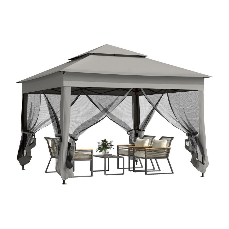 Outsunny 3 x 3(m) Pop Up Gazebo, Double-roof Garden Tent with Netting and Carry Bag, Party Event Shelter for Outdoor Patio