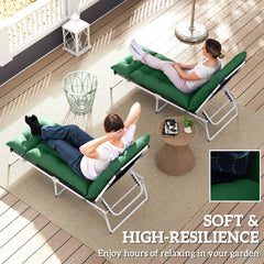 Outsunny Set of Two 190 x 56cm Sun Lounger Cushions - Green