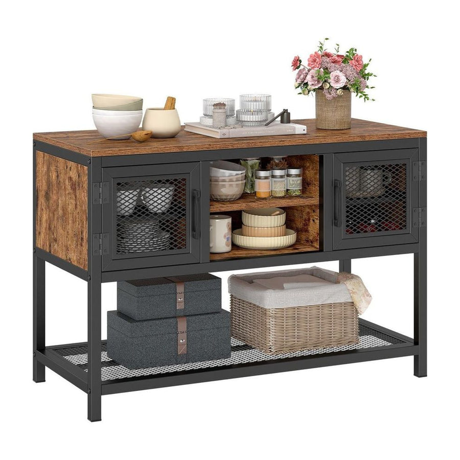 Industrial Entryway Table in Rustic Brown