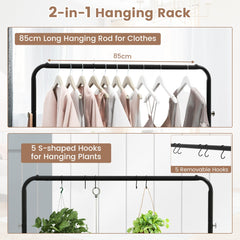 Industrial Clothes Rack Rolling Garment Rack with Bottom Storage Shelf-Rustic Brown