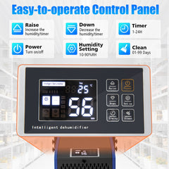 73 L/Day Industrial Dehumidifier with Drain Hose and Timer-Blue