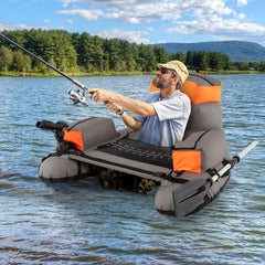 Inflatable Fishing Float Tube Portable Fishing Boat with Shoulder Straps-Orange