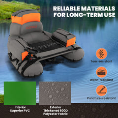 Inflatable Fishing Float Tube Portable Fishing Boat with Shoulder Straps-Orange