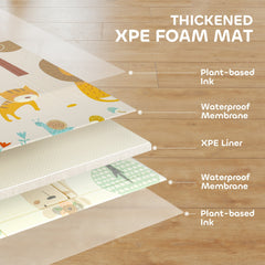 AIYAPLAY Baby Play Mat, Double Sideded Foldable Kids Crawling Mat, Reversible & Waterproof, Animal