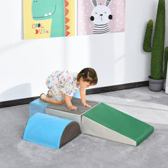 HOMCOM 5 Piece Kids Soft Play Set, Climb and Crawl Activity Toys Set for Baby Toddler, Soft Foam Blocks Indoor Play Equipment Learning Toys Blue
