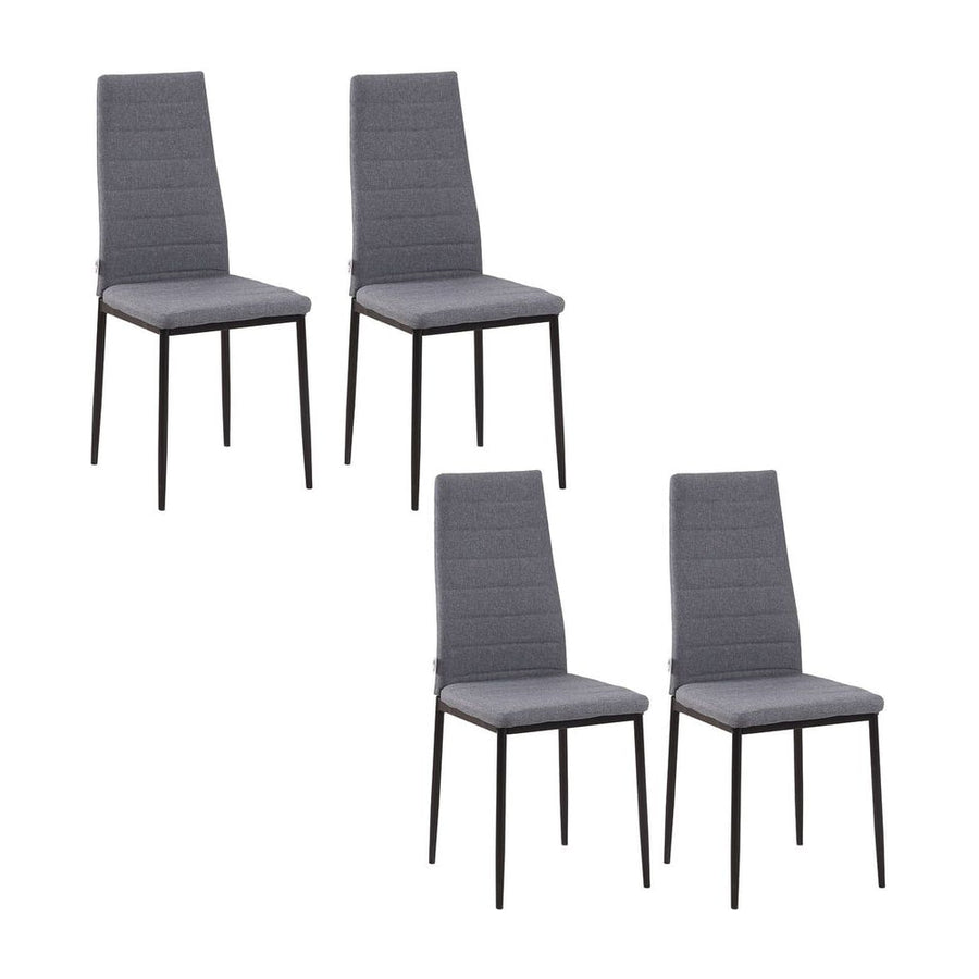 HOMCOM High Back Dining Chairs Modern Upholstered Linen-Touch Fabric Accent Chairs with Metal Legs for Kitchen, Set of 4