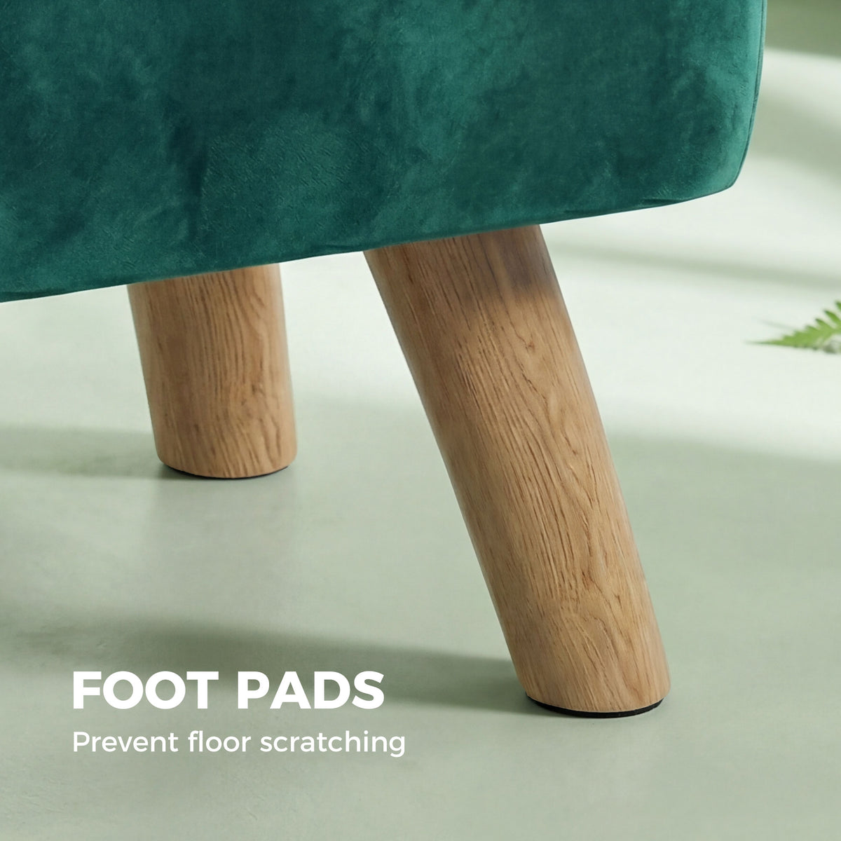 HOMCOM Velvet Square Padded Footstool - Dark Green