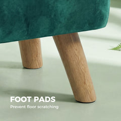HOMCOM Velvet Square Padded Footstool - Dark Green