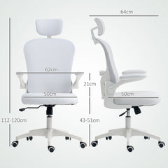 Vinsetto Multi-Adjustable Office Chair, with Lumbar Support, Headrest and Mesh Back - White