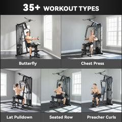 SPORTNOW Multi Gym with Adjustable Seat and Back, All in One Home Gym Machine with 45kg Weight Stack for Full Body Strength