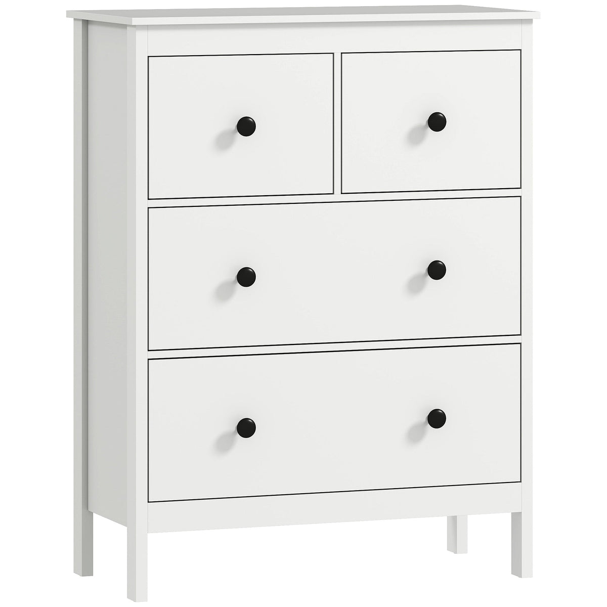 HOMCOM Modern Chest of Drawers, 4 Drawer Dresser Clothes Storage Organiser for Living Room, Hallway, Entryway, White