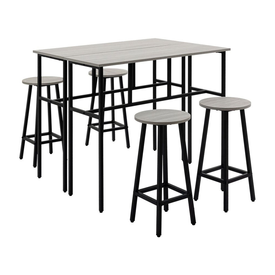 HOMCOM 6-Piece Bar Table Set, 2 Breakfast Tables with 4 Stools, Counter Height Dining Tables & Chairs for Kitchen, Living