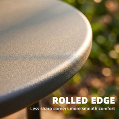 Outsunny 48 cm Round Garden Side Table, Small Metal Outdoor Garden Table with Rolled Edge, Dark Grey