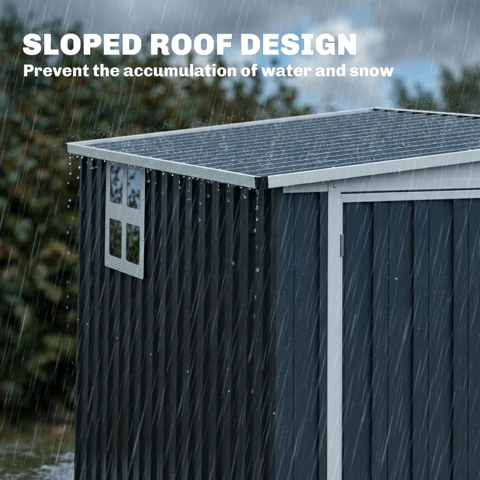 Outsunny 4 x 6ft Lean to Garden Metal Shed, Outdoor Storage Shed with Window, 2 Vents and Lockable Door for Patio, Dark Grey