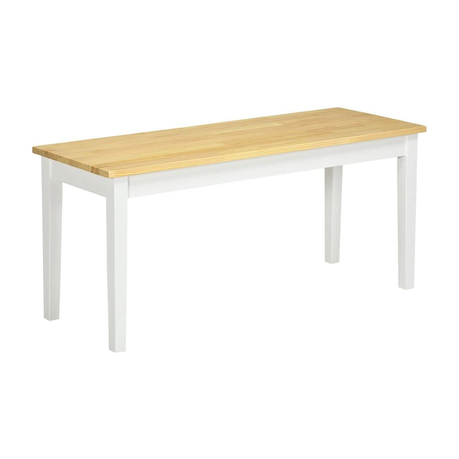 HOMCOM 102 cm Wood Dining Bench for 2 People, Wooden Bench for Kitchen, Dining Room, Entryway, White