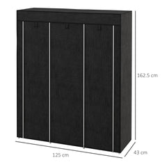 HOMCOM Fabric Wardrobe, with Rails and Shelves - Black - product image 3