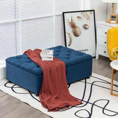 2-in-1 Convertible Sofa Bed with Mattress for Home and Office-Blue