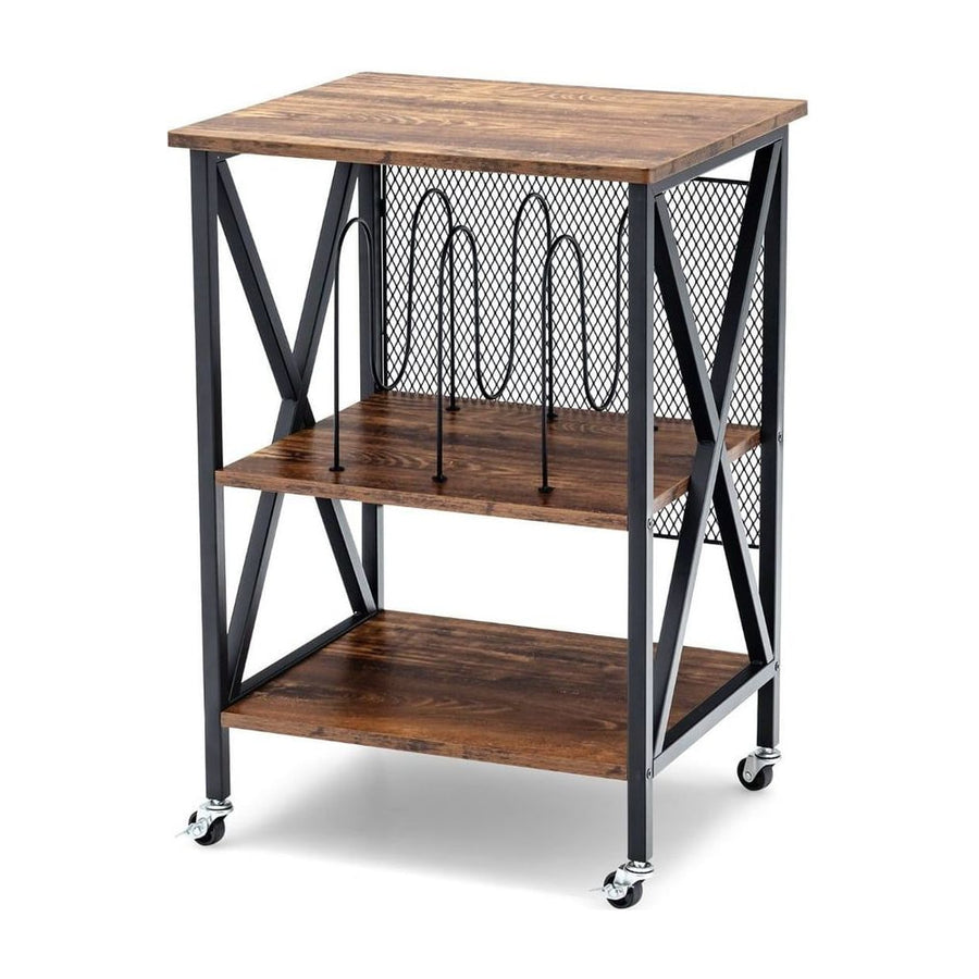 3-tier Record Player Stand Vinyl Record Storage Table-Rustic Brown