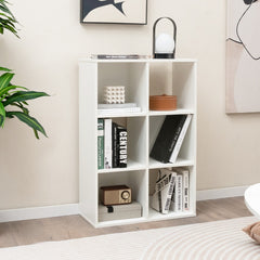 6-Cube Bookshelf Bookcase with 2 Anti-Tipping Kits for Living Room-White