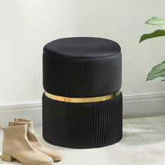 HOMCOM Velvet-Feel Storage Ottoman - Black - product image 2