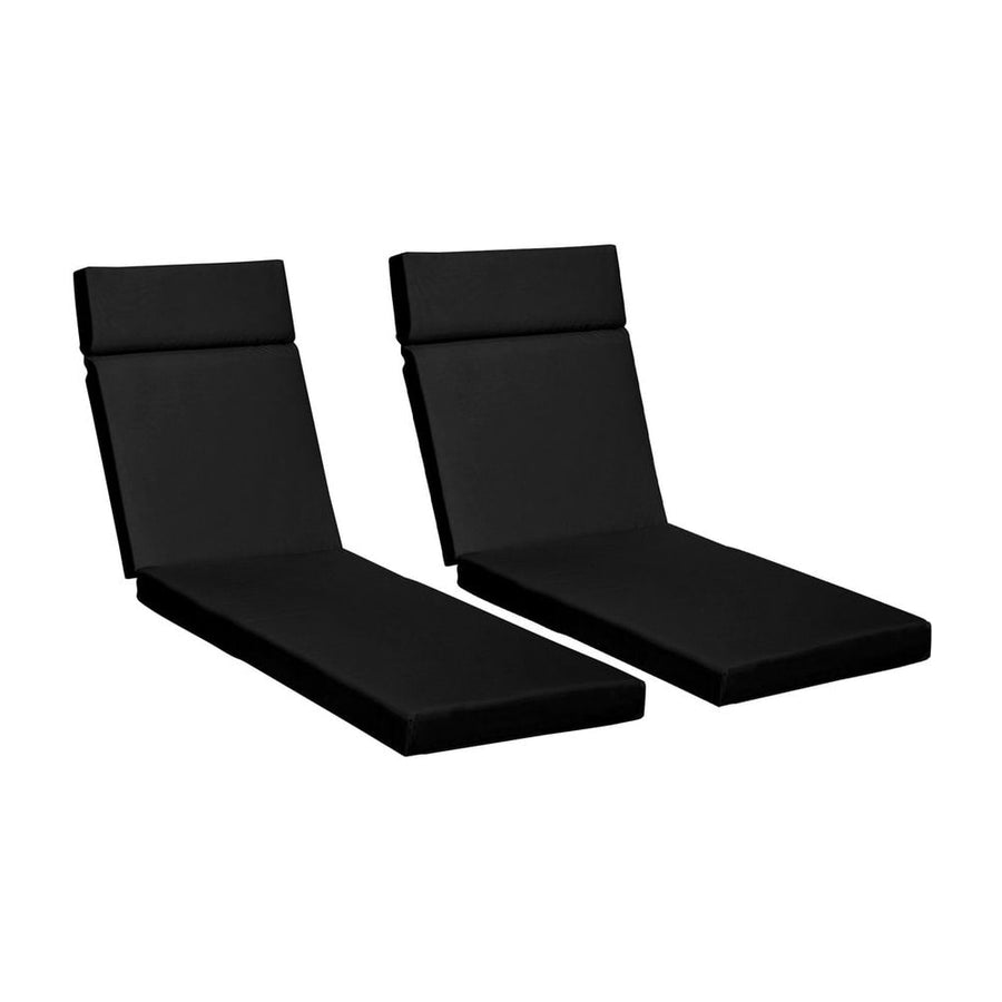 Outsunny Set of 2 Sun Lounger Cushions, Replacement Cushions for Rattan Furniture with Ties, 196 x 55 cm, Cushion ONLY, Black