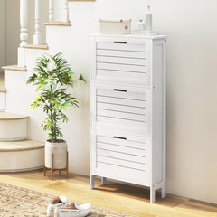 HOMCOM Narrow Shoe Cabinet with 3 Flip Drawers - White - product image 2