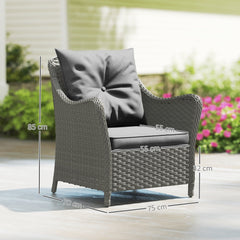 Outsunny Rattan Garden Chairs Set of 2 in Dark Grey
