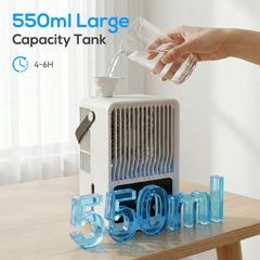 HOMCOM Portable Air Conditioner, 4-in-1 Mini Air Cooler with 3 Wind Speed, 2 Mist Mode, 7 Colour RGB Light, Black and White