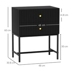 HOMCOM Elegant Two-Drawer Bedside Table - Black