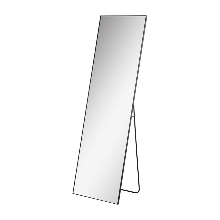 HOMCOM Full Length Mirror, Aluminium Alloy Framed Full Body Mirror with Tempered Glass, Standing or Wall Hanging, Black