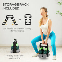 SPORTNOW Dumbbells Set with Storage Rack, 2 x 1kg, 2 x 3kg, 2 x 5kg, Green