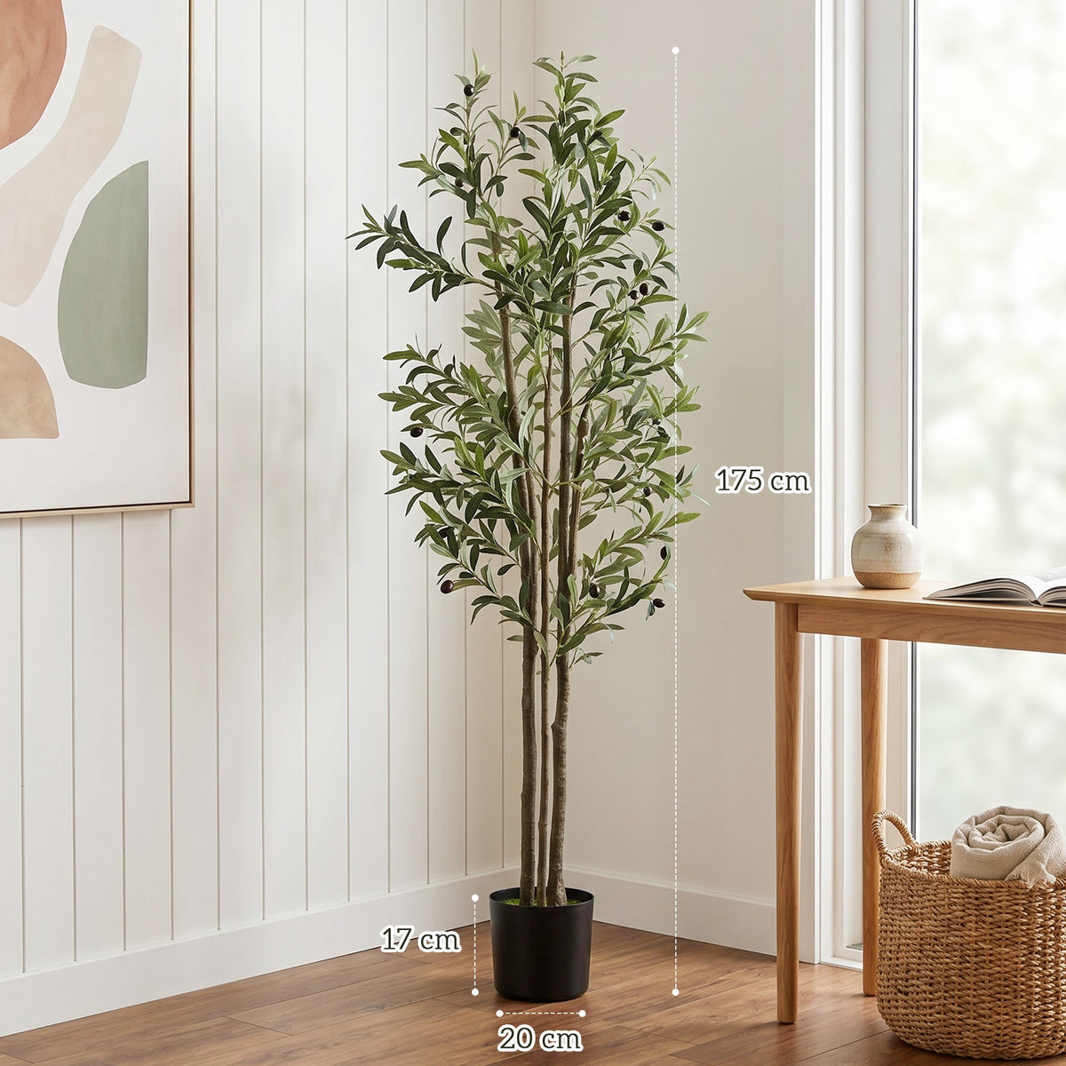 HOMCOM 175 cm Artificial Olive Tree, Tall Faux Plant with 787 Leaves & Adjustable Branches,