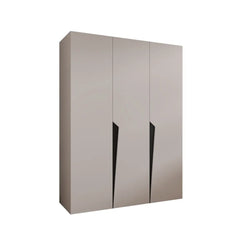 A light grey hinged wardrobe shown from the side against a plain white background