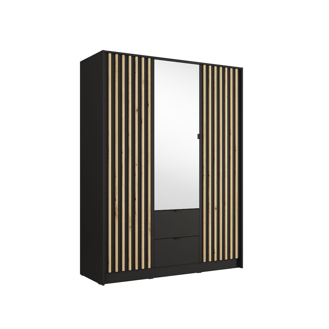 Katania Hinged Door Wardrobe 151cm in Black