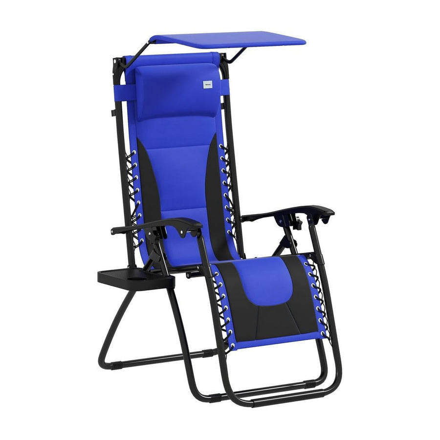 Outsunny Zero Gravity Lounger Chair, Folding Reclining Patio Chair with Shade Cover, Padded Seat, Cup Holder, Soft Cushion