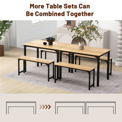The dining room set showing how multiple tables can be joined together for extra seating space