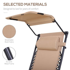 Outsunny Foldable Reclining Garden Chair Headrest Zero Gravity Deck Sun Lounger Seat Footrest