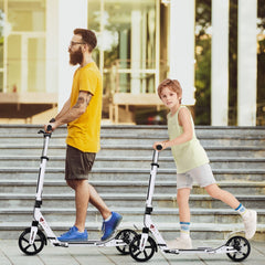 Kick Scooter with Adjustable Handlebar and Anti-Shocking Suspension-White