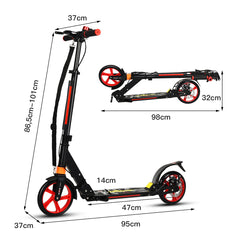 Kick Scooter with Adjustable Handlebar and Anti-Shocking Suspension-Black
