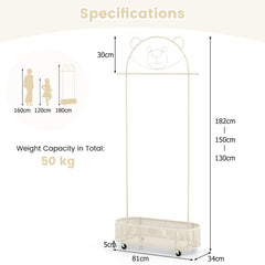 Kid Clothes Rack with 3 Adjustable Heights for Children Adults-White