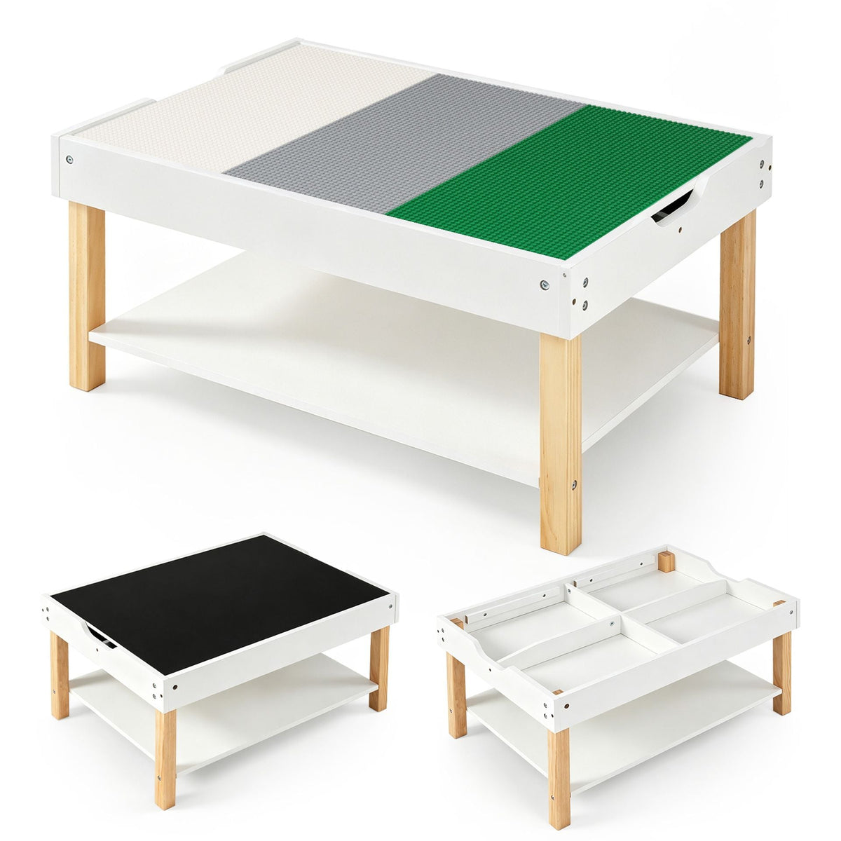 Kids Activity Table with Reversible Double-Sided Top in White