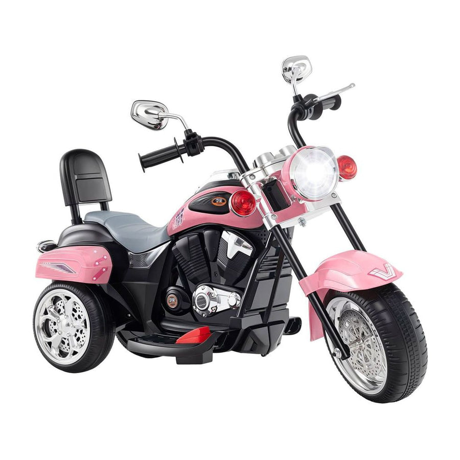 Kids Electric Motorcycle Motorbike 6V Battery Horn Headlight-Pink, a pink ride-on motorbike with a headlight and horn