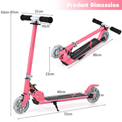 Kids Aluminum Folding Stunt Scooter with LED Wheels-Pink