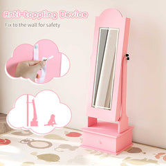 Kids Jewelry Cabinet Children Jewelry Organizer with Lights-Pink