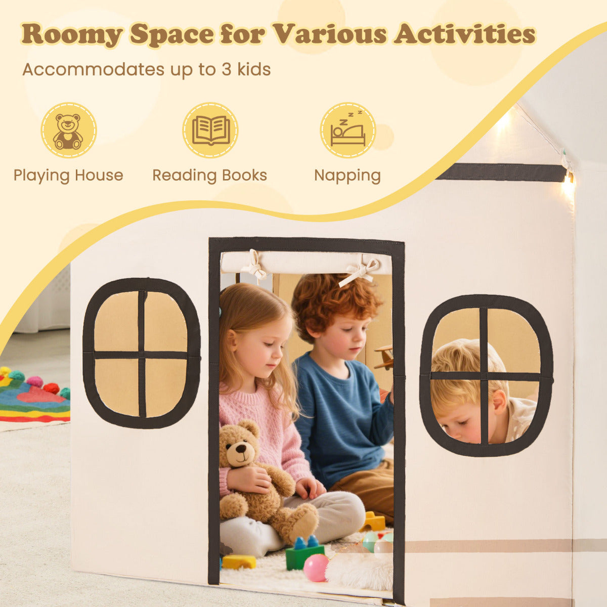 Kids Play Tent Large Playhouse Indoor Play Tent-Beige